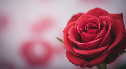 Close-up of a Single Red Rose with Blurred Background