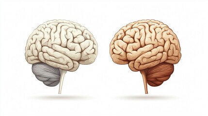 Brain Left and Right Idea Icon: Understanding the Concept of Brain Functions in Flat Style Illustration