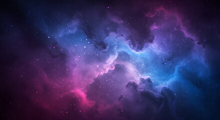 Fototapeta premium Vibrant Nebula in Deep Space: Cosmic Clouds of Purple and Blue