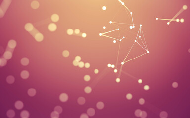 Fototapeta premium Abstract background. Molecules technology with polygonal shapes, connecting dots and lines. Connection structure. Big data visualization.