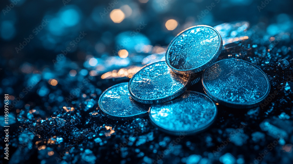 Wall mural closeup of shiny nickel mineral ore in rough round shape with silver color, capturing the texture an