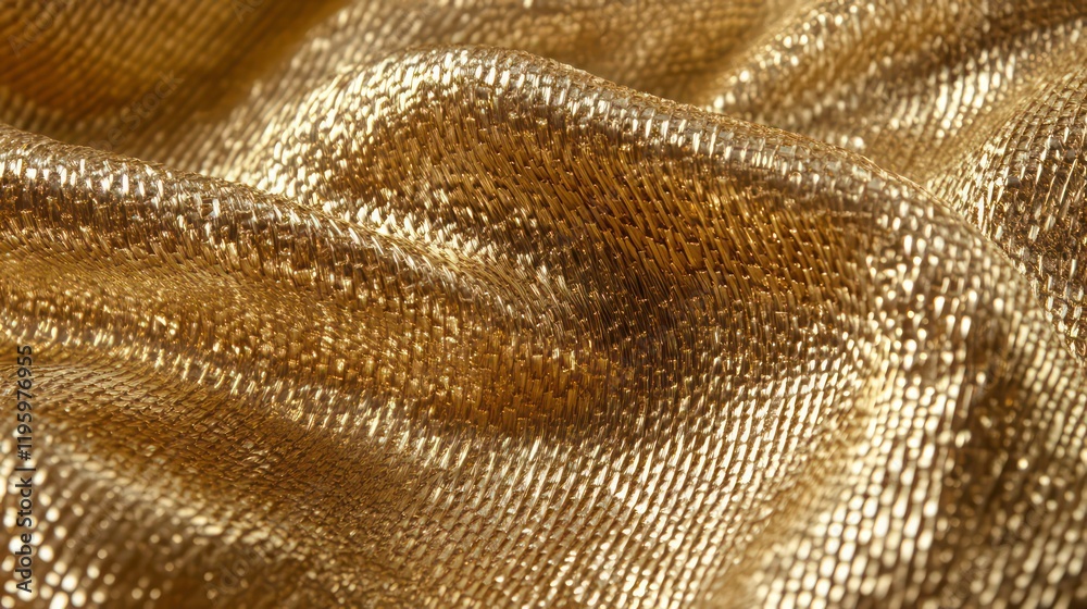 Poster Close-up of textured gold fabric with soft folds and shimmering surface.