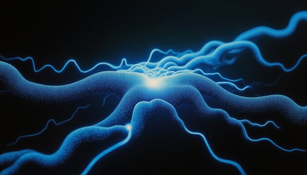 Abstract neural network with glowing blue synapses on dark background