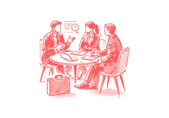business discussion hand drawn sketch
