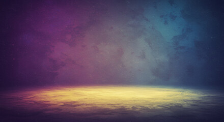 Grunge Background Texture with Moody Purple, Teal, and Yellow Colors