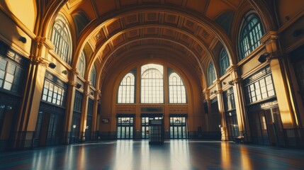 Golden Arched Interior of a Grand Hall