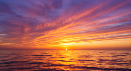 Fototapeta premium Vibrant Sunset Over Calm Ocean Water