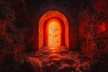 Fototapeta premium Hell's entrance, the underworld's entrance, and the nether portal