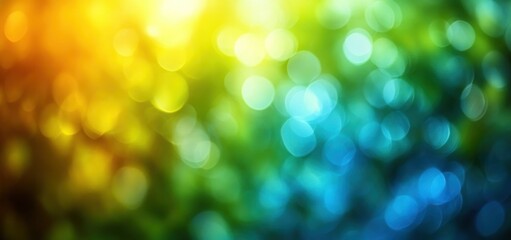Obraz premium Vibrant Bokeh: A Symphony of Yellow, Green, and Blue