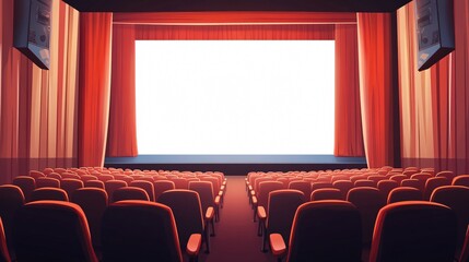 Fototapeta premium Wide Angle Centered Cinema Cute Cartoon Design: Illustration for Kids, Movie Poster, Entertainment Concept