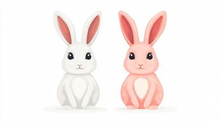 Obraz premium Adorable Rabbit Characters Icon with Wide Angle Centered Composition