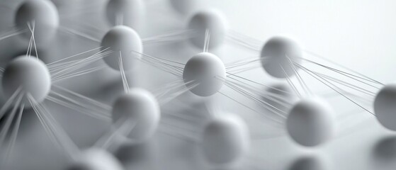 White spheres network connection, abstract background