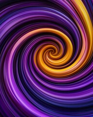 A vibrant swirl of purple and yellow colors creates a mesmerizing spiral pattern, evoking a sense of motion and depth.