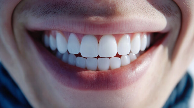 Radiant young male smile with perfect white teeth against solid white background. Perfect for dental, teeth whitening advertisements