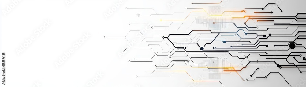 Aufkleber clean white banner with a simplified circuit pattern, elegant composition, minimalist design, techth