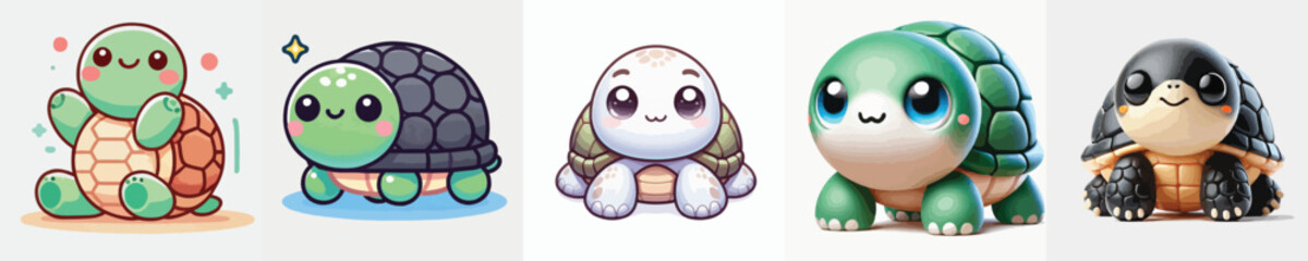 vector collection of cute and adorable turtles