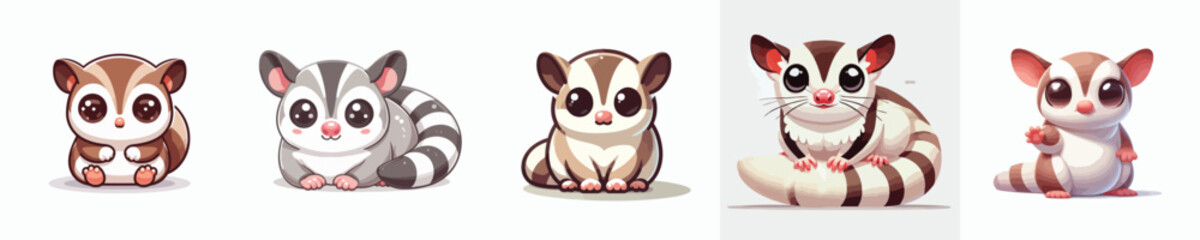 collection of cute and adorable sugar glider vectors