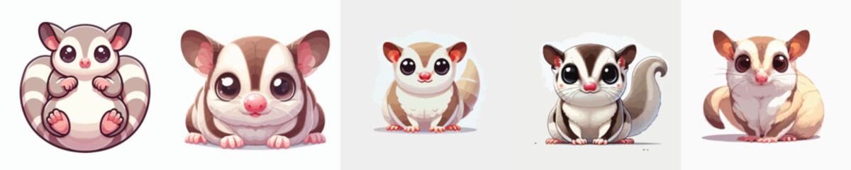 collection of cute and adorable sugar glider vectors