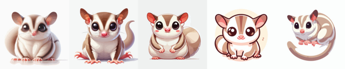 collection of cute and adorable sugar glider vectors