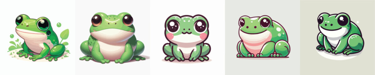 set of cute and frog vectors