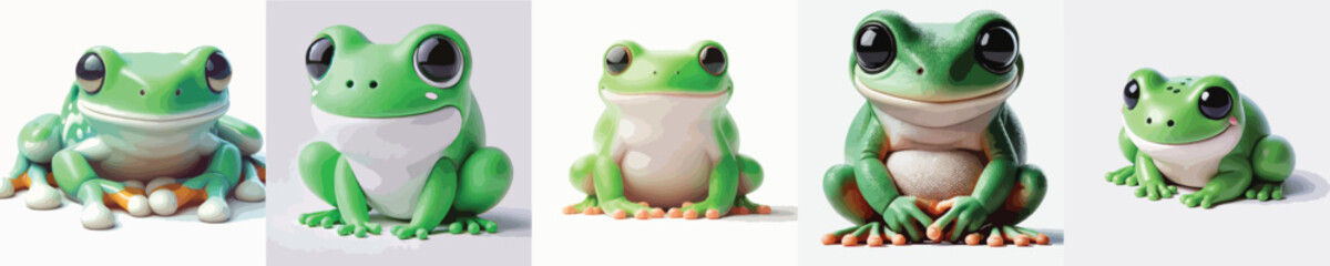 set of cute and frog vectors