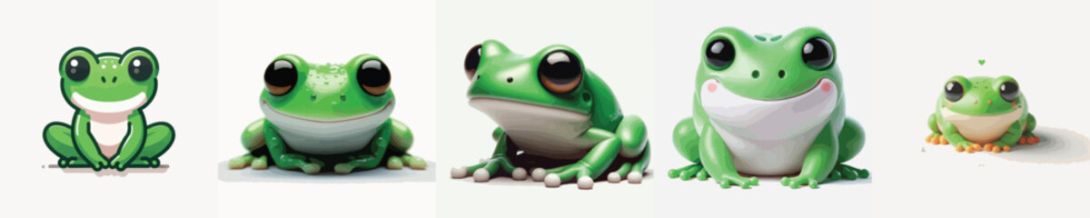 set of cute and frog vectors