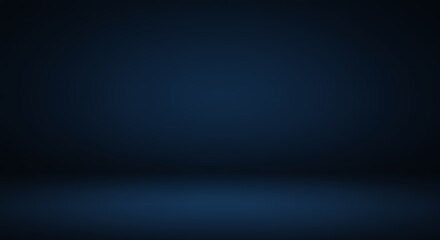 Dark Blue Studio Background, Gradient Texture, Empty Space for Product Display