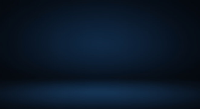 Dark Blue Studio Background, Gradient Texture, Empty Space for Product Display