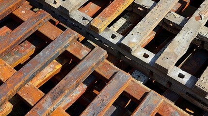 Abstract Rusty Metal Grid Pattern.