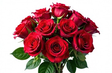 Obraz premium Minimalist beautiful bouquet of red roses isolated on white background