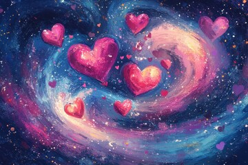 Cosmic Hearts Swirling Through a Galaxy of Love