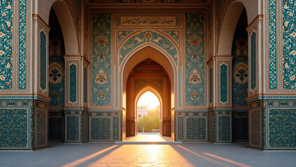 Obraz premium Sun-Kissed History: The Allure of Ancient Mosque Tiles