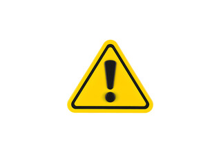 Bright yellow triangular warning icon with a bold exclamation mark for safety and hazard themes. Generative AI