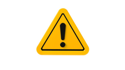 Bright yellow triangular warning icon with a bold exclamation mark for safety and hazard themes. Generative AI