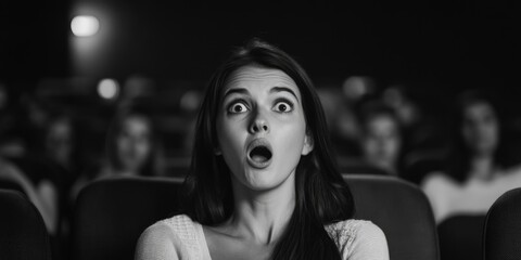 Shocked expression on a woman's face.