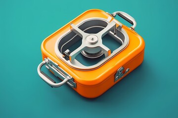 Orange Square Security Case with Rotating Internal Mechanism