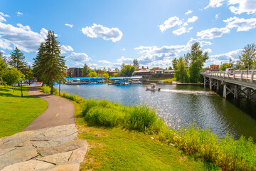 A riverfront walking and bike path along Sand Creek and Lake Pend Oreille in downtown Sandpoint, Idaho.	