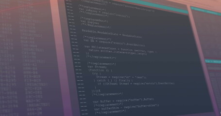 Image of digital data processing over screen on dark background