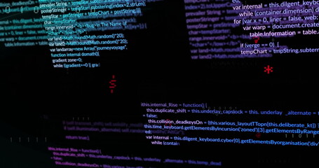 Image of data processing over dark background