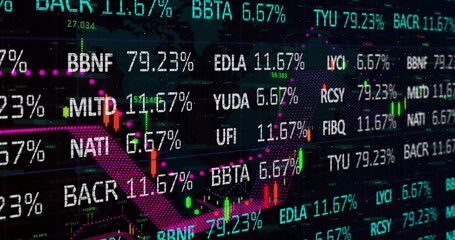 Image of financial data processing over black background