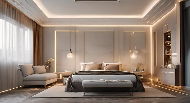 Sleeping in such a bedroom is really too romantic Decorated bedroom interior design atmosphere with 4K vertical