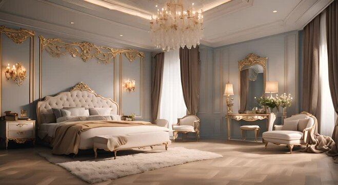 Sleeping in such a bedroom is really too romantic Decorated bedroom interior design for bedroom in palace atmosphere with 4K vertical