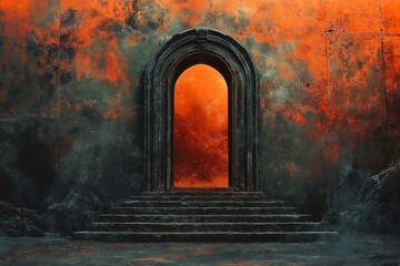 The entrance to Hell, Dante's Inferno. Digital illustration artwork.