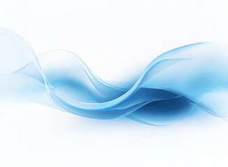 Serene abstract image featuring flowing, translucent blue waves against a bright white background.  The gentle curves create a sense of calm and movement.