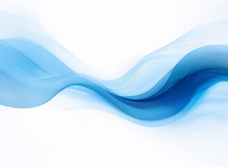 Fototapeta premium Abstract image featuring flowing, translucent blue waves on a white background. The shades of blue create a sense of depth and movement.