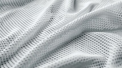 Textured White Fabric with Perforated Pattern, Close-up Detail.