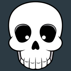 Stylized Skull with Reflections on Dark Grey Background
