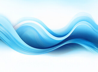 Fototapeta premium Abstract image featuring flowing, translucent blue waves on a bright white background. The waves create a sense of movement and serenity.