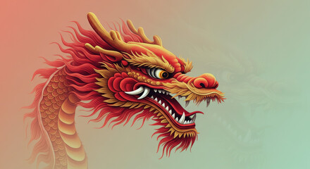 A highly detailed illustration of a fierce red dragon with intricate scales and vivid colors on a gradient background