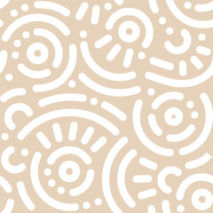 Memphis geometric seamless pattern. Abstract modern background with circles, curves, short rounded lines and dots. Fun kid doodle design element for cover, poster, banner, label, textile, wrapping.	